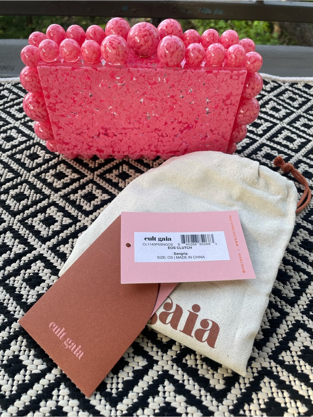 CULT GAIA Sangria Pink Beaded Bubble Clutch EOS acrylic bauble clutch
NWT